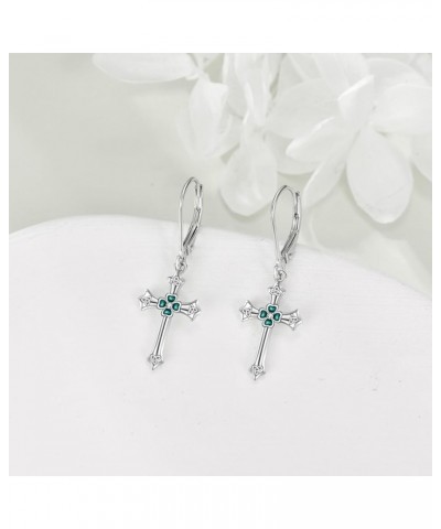 Celtic Cross Earrings Sterling Silver Irish Cross Drop Dangle Earrings Fashion Jewelry Gift for Women Girls Shamrock $15.84 E...