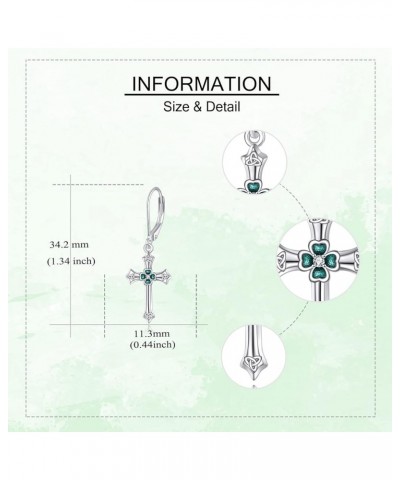 Celtic Cross Earrings Sterling Silver Irish Cross Drop Dangle Earrings Fashion Jewelry Gift for Women Girls Shamrock $15.84 E...