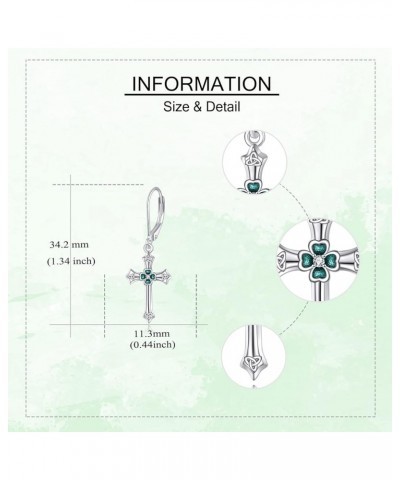 Celtic Cross Earrings Sterling Silver Irish Cross Drop Dangle Earrings Fashion Jewelry Gift for Women Girls Shamrock $15.84 E...