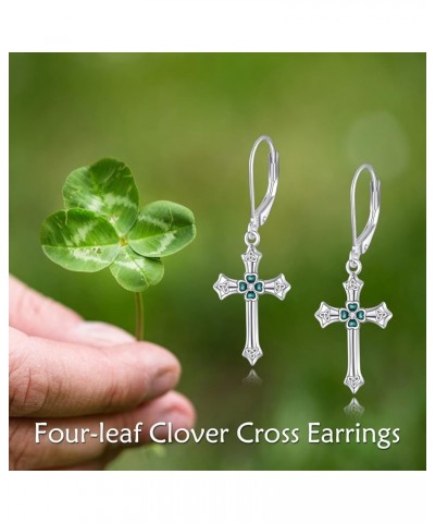 Celtic Cross Earrings Sterling Silver Irish Cross Drop Dangle Earrings Fashion Jewelry Gift for Women Girls Shamrock $15.84 E...