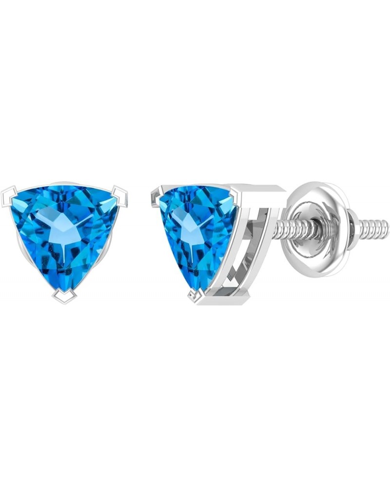 5.5x5.5mm Trillion Blue Topaz Solitaire Stud Earrings for Women in 10K Gold White Gold Screw Back $37.14 Earrings