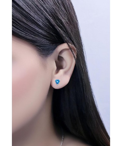 5.5x5.5mm Trillion Blue Topaz Solitaire Stud Earrings for Women in 10K Gold White Gold Screw Back $37.14 Earrings