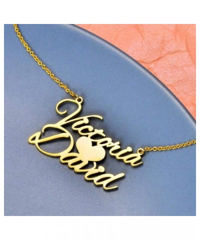 Personalized Name Necklace Custom Two Names Necklace with Heart Symbol Necklace Gift for Couples Family Friends sterling silv...