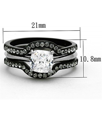 His Hers Couples Ring Set Womens Black Stainless Steel Promise Ring Mens 7 CZ Wedding Band Size Women's 05 Men's 11 $21.19 Sets