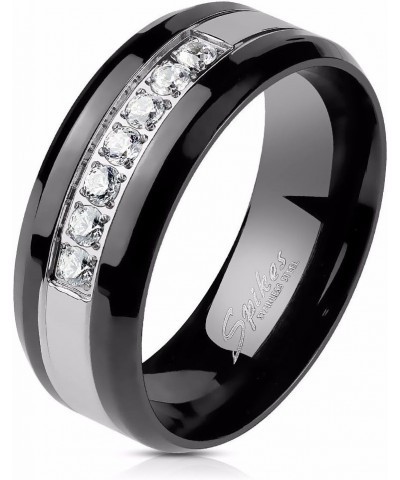 His Hers Couples Ring Set Womens Black Stainless Steel Promise Ring Mens 7 CZ Wedding Band Size Women's 05 Men's 11 $21.19 Sets