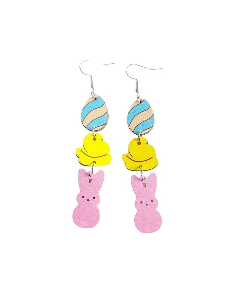 Cute Easter Rabbit Wooden Dangle Earrings Colorful Easter Letter Rabbit Egg Shape Earrings for Women Girls Jewelry C $5.29 Ea...