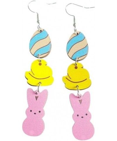 Cute Easter Rabbit Wooden Dangle Earrings Colorful Easter Letter Rabbit Egg Shape Earrings for Women Girls Jewelry C $5.29 Ea...