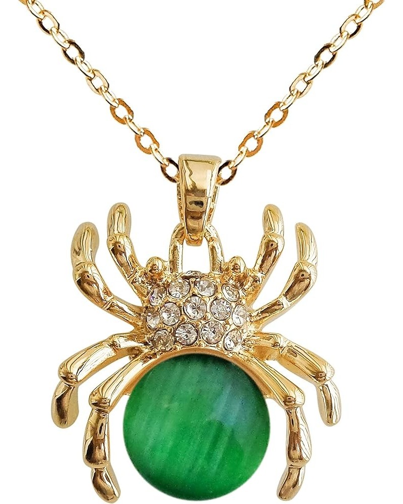 18k Gold Plated Opal Crystal Spider Pendant Necklace 16"+2 Deep Green $8.66 Necklaces