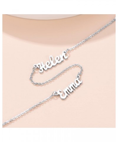 Personalized 1-5 Multiple Name Necklace,Custom Nameplate Dainty Chain 18"+2" Gold Plated Stainless Steel/925 Sterling Silver,...