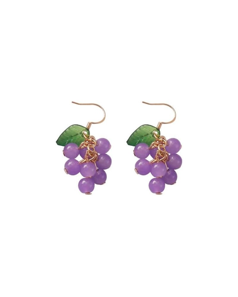 Simulated Fruit Earrings Creative Cute Fruit Pendant Earrings Purple Cyan Grape Strawberry Peach Earrings Handmade Cute Tasse...