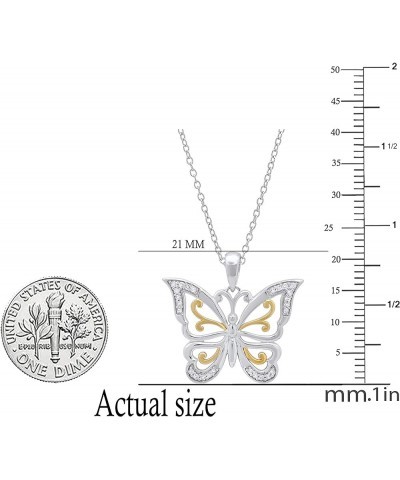 0.10 Carat (ctw) Round White Diamond Butterfly Ladies Pendant 1/10 CT, Available in 10K/14K/18K Gold & Yellow Gold Plated Ste...