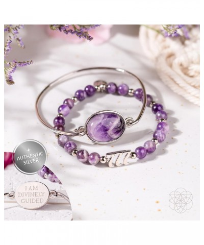 Sterling Silver Amethyst Bracelet for Women - 777 Lucky Amethyst Bracelet Set - Amethyst Jewelry for Women - 925 Sterling Sil...