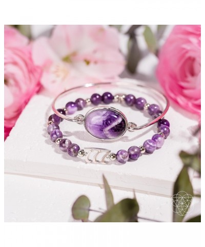 Sterling Silver Amethyst Bracelet for Women - 777 Lucky Amethyst Bracelet Set - Amethyst Jewelry for Women - 925 Sterling Sil...