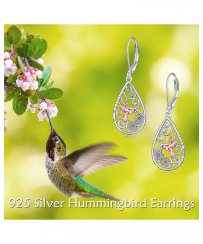 S925 Sterling Silver Filigree Teardrop Leverback Earrings for Women Rose Flower Sunflower Hummingbird Bee Dangle Earrings for...