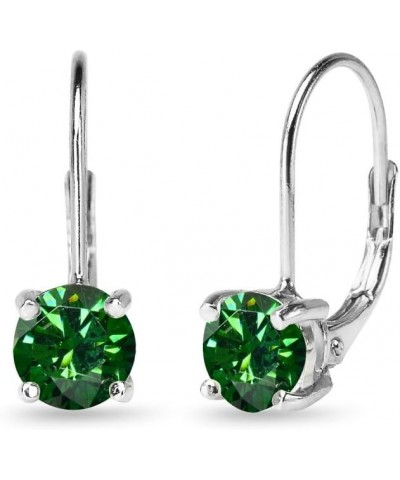 Sterling Silver Round-cut Leverback Earrings Made with AAA Cubic Zirconia August - Spring Green $16.79 Earrings