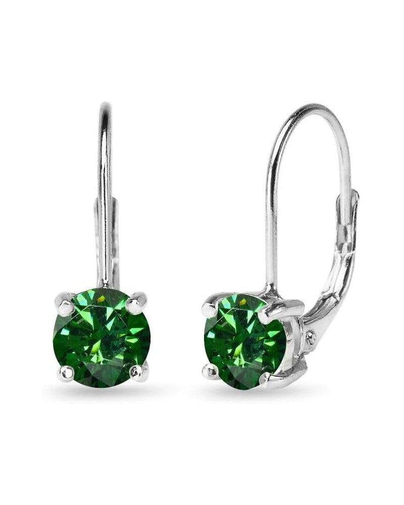 Sterling Silver Round-cut Leverback Earrings Made with AAA Cubic Zirconia August - Spring Green $16.79 Earrings