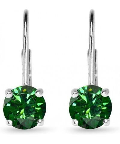 Sterling Silver Round-cut Leverback Earrings Made with AAA Cubic Zirconia August - Spring Green $16.79 Earrings