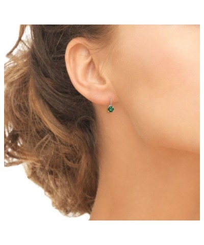 Sterling Silver Round-cut Leverback Earrings Made with AAA Cubic Zirconia August - Spring Green $16.79 Earrings