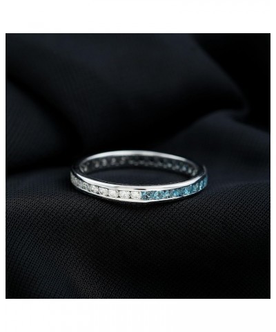 London Blue Topaz Stackable Ring with D-VS1 Moissanite, Eternity Ring for Birthday/Wedding/Anniversary 14K White Gold $211.73...