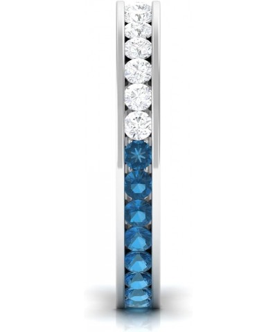 London Blue Topaz Stackable Ring with D-VS1 Moissanite, Eternity Ring for Birthday/Wedding/Anniversary 14K White Gold $211.73...