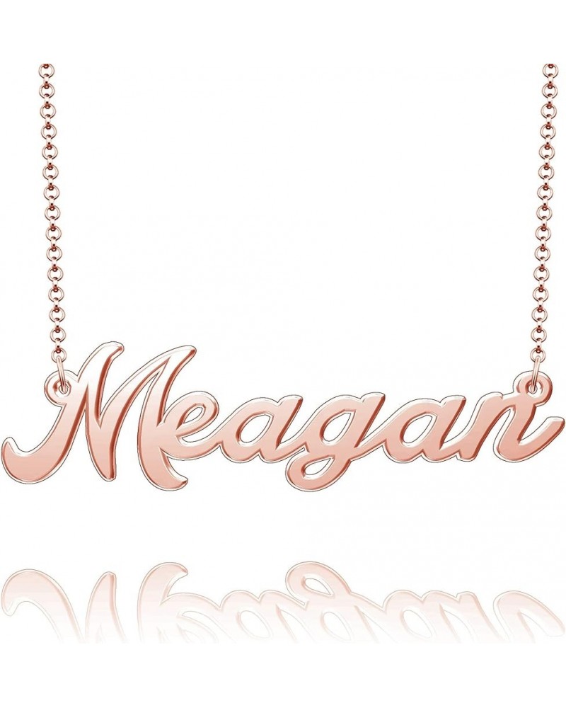 Sterling Silver Pendant Customized Plate Personalized Name Necklace Gift for Women Couple Meagan Rose Gold $10.49 Necklaces