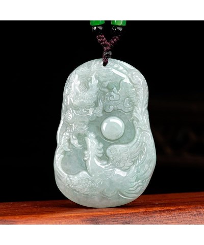 The Jadeite Dragon and Phoenix Auspicious Jade Pendant Necklace Shows Authenticity and is Suitable for Celebrating the Chines...