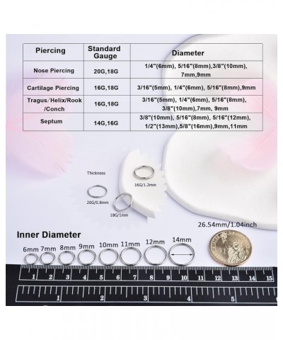 6-12Pcs 18g 20g Nose Rings for Women Men 316L Surgical Steel 16g Septum Ring Cute Tiny Cartilage Helix Conch Daith Tragus Ear...