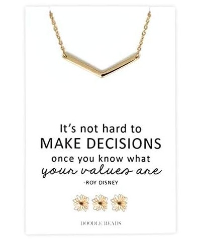 Gold Chevron Necklace, Geo Necklace, It's Not Hard to Make Decisions Once You Know What Your Values Are $12.53 Necklaces