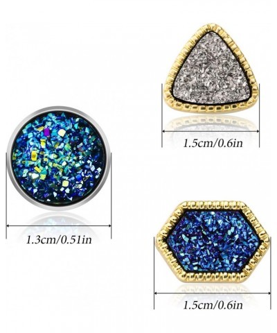 22 Pairs Faux Druzy Stud Earrings for Women Fashion Glitter Pierced Earrings $10.59 Earrings