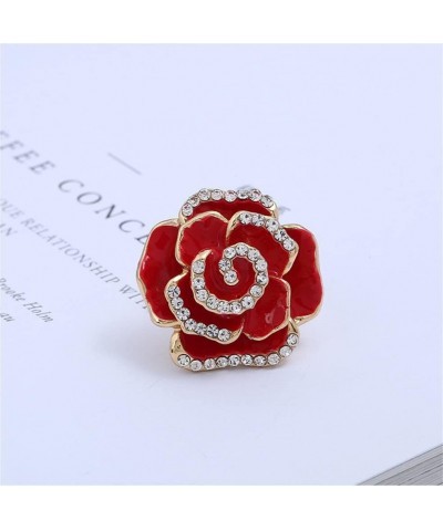 CZ Rose Flower Promise Ring for Women Girls Statement Diamond Crystal 3D Enamel Flowers Adjustable Open Wrap Finger Rings Com...