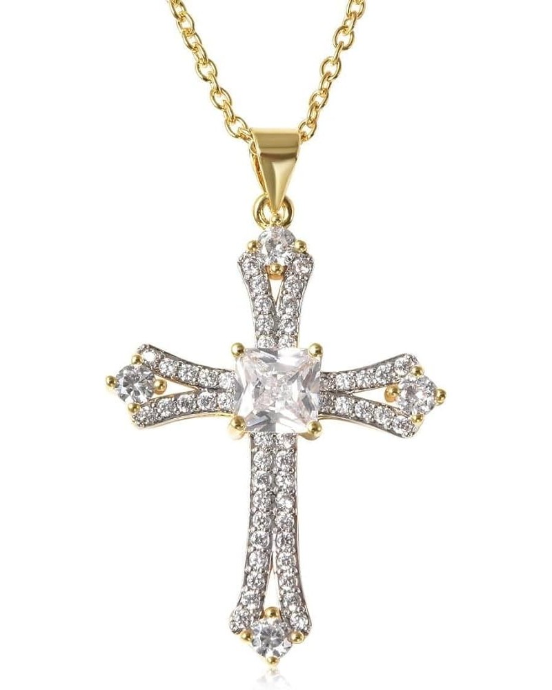 Shop LC Cross Necklace for Women White Cubic Zirconia Pendant Christian Jewelry Faith Religious Stainless Steel Size 20" Cath...