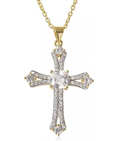 Shop LC Cross Necklace for Women White Cubic Zirconia Pendant Christian Jewelry Faith Religious Stainless Steel Size 20" Cath...