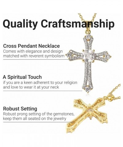 Shop LC Cross Necklace for Women White Cubic Zirconia Pendant Christian Jewelry Faith Religious Stainless Steel Size 20" Cath...