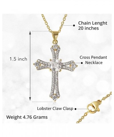 Shop LC Cross Necklace for Women White Cubic Zirconia Pendant Christian Jewelry Faith Religious Stainless Steel Size 20" Cath...