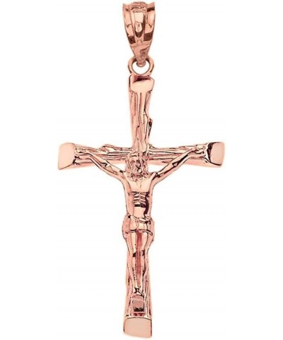 Rose Gold Jesus on the Cross Crucifix Textured Pendant Large 14k $35.66 Pendants