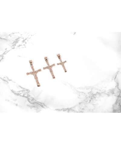 Rose Gold Jesus on the Cross Crucifix Textured Pendant Large 14k $35.66 Pendants