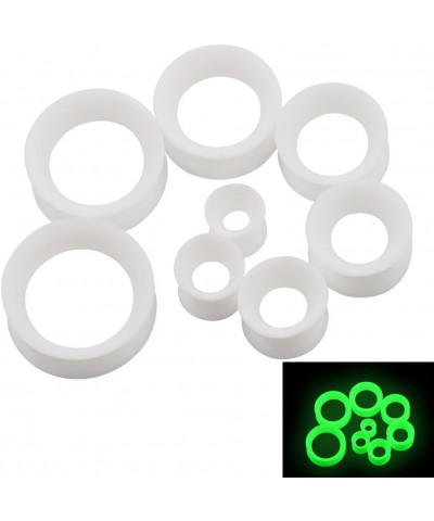 2 PC Extra Soft Silicone Flexible Ear Skin Tunnels Plugs Expanders Gauges Hollow Body Piercing 8G-25mm Luminous White 14mm(9/...