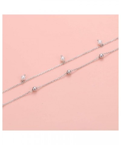 Anklet for Women S925 Sterling Silver Adjustable Foot Ankle Bracelet Pearl $17.55 Anklets