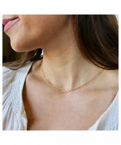 Gold Layered Necklaces for Women,14K Gold Plated Necklace Adjustable Simple Choker Necklace Dainty Gold Chain Necklace Set He...