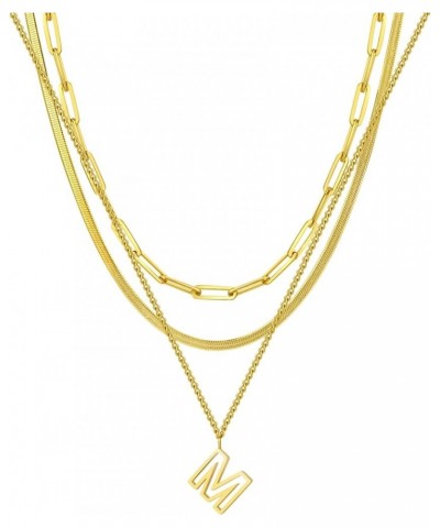 14K Gold Necklace For Women Trendy, Initial Layered Necklaces For Women Dainty Snake Chain Jewlery Gift M $8.69 Necklaces