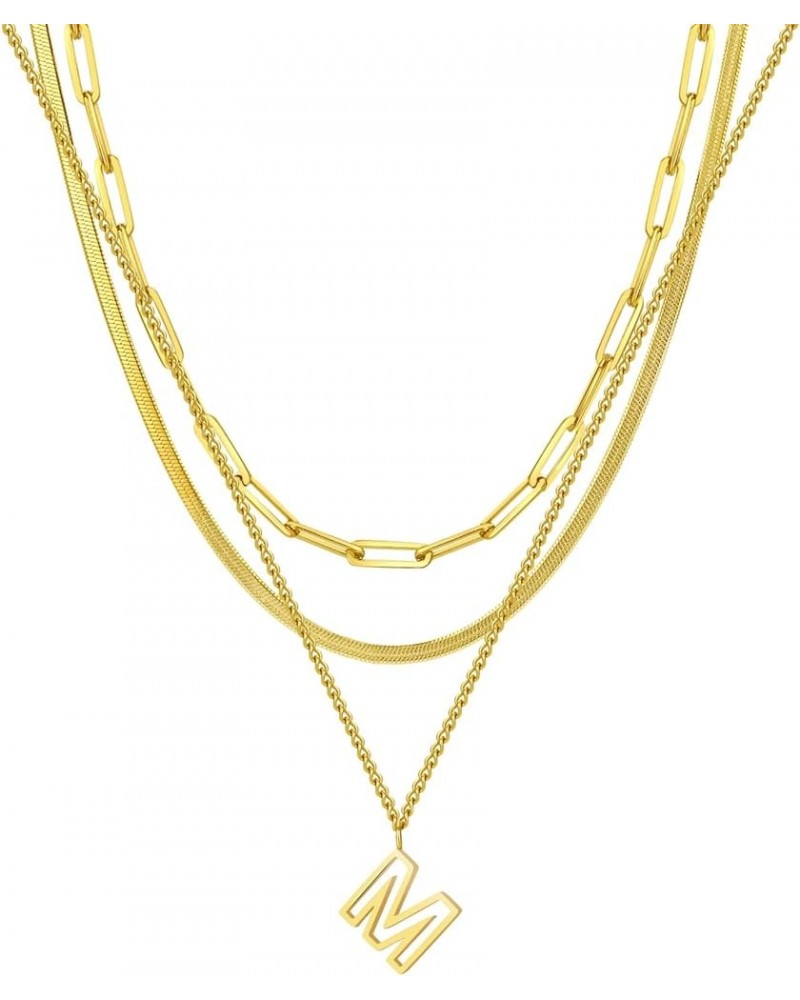 14K Gold Necklace For Women Trendy, Initial Layered Necklaces For Women Dainty Snake Chain Jewlery Gift M $8.69 Necklaces