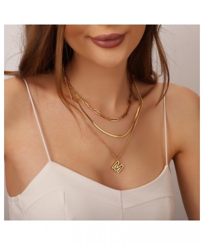 14K Gold Necklace For Women Trendy, Initial Layered Necklaces For Women Dainty Snake Chain Jewlery Gift M $8.69 Necklaces