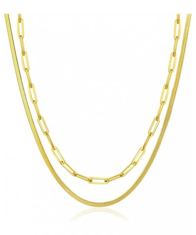 14K Gold Necklace For Women Trendy, Initial Layered Necklaces For Women Dainty Snake Chain Jewlery Gift M $8.69 Necklaces