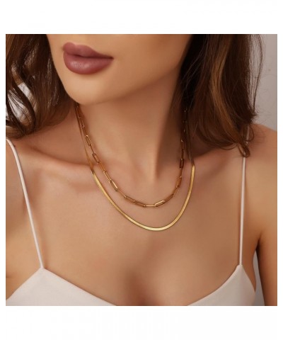 14K Gold Necklace For Women Trendy, Initial Layered Necklaces For Women Dainty Snake Chain Jewlery Gift M $8.69 Necklaces