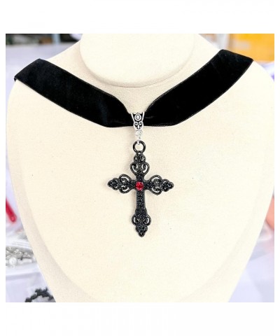 Gothic Cross Necklace for Women Black Velvet Cross Choker Punk Vintage Cross Pendant Necklace Halloween Jewelry Gift for Girl...