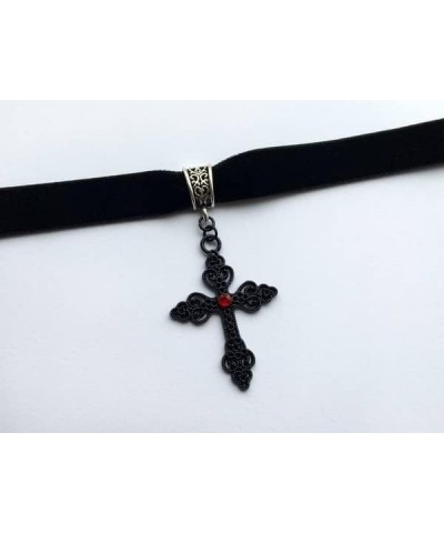 Gothic Cross Necklace for Women Black Velvet Cross Choker Punk Vintage Cross Pendant Necklace Halloween Jewelry Gift for Girl...