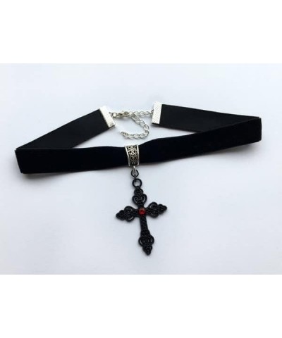 Gothic Cross Necklace for Women Black Velvet Cross Choker Punk Vintage Cross Pendant Necklace Halloween Jewelry Gift for Girl...