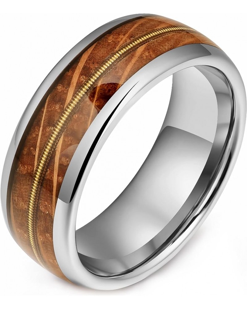 Tungsten Wedding Band,Guitar String or Wood/Opal Inlay for Men's and Women's Wedding Ring Rose Gold/Gold/Black/Silver 4mm 8mm...