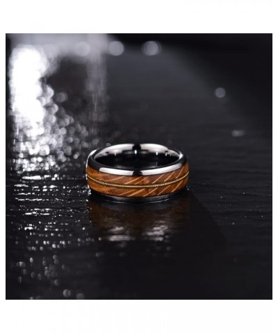 Tungsten Wedding Band,Guitar String or Wood/Opal Inlay for Men's and Women's Wedding Ring Rose Gold/Gold/Black/Silver 4mm 8mm...