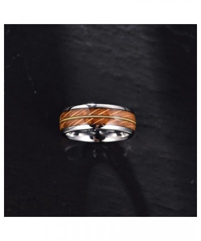 Tungsten Wedding Band,Guitar String or Wood/Opal Inlay for Men's and Women's Wedding Ring Rose Gold/Gold/Black/Silver 4mm 8mm...